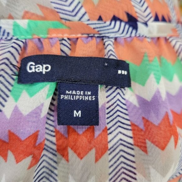 SIZE M GAP Multi-Colored Zig Zag Open Shoulder Blouse INVPV40 - Picture 3 of 3